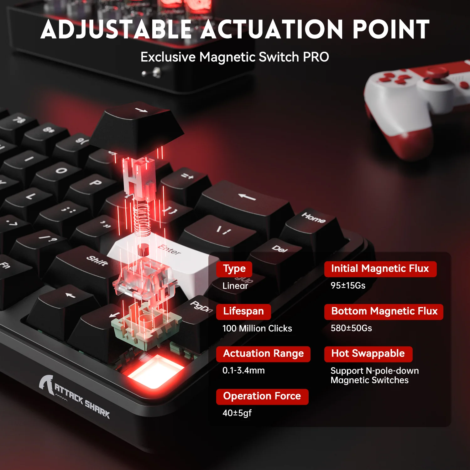ATTACK SHARK X65 HE Magnetic Switch Rapid Trigger Keyboard With 8Khz Coiled Cable 13 ATTACK SHARK X65 HE Magnetic Switch Rapid Trigger Keyboard With 8Khz Coiled Cable