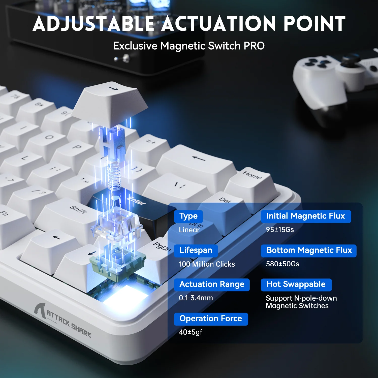 ATTACK SHARK X65 HE Magnetic Switch Rapid Trigger Keyboard With 8Khz Coiled Cable 22 ATTACK SHARK X65 HE Magnetic Switch Rapid Trigger Keyboard With 8Khz Coiled Cable